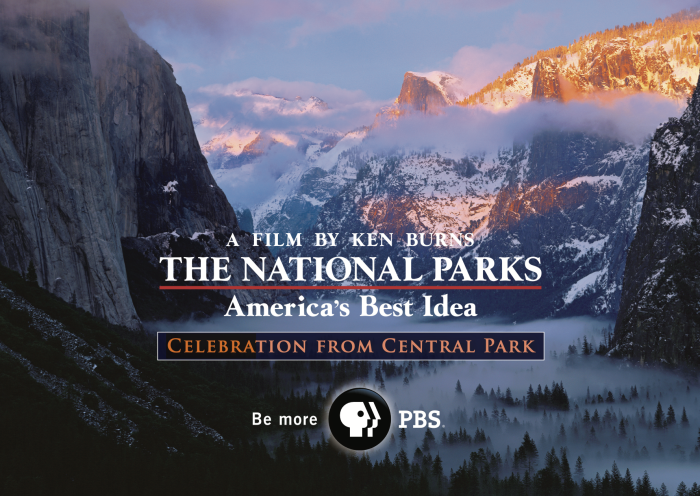 Ken Burns national parks documentary cover art with mountains image